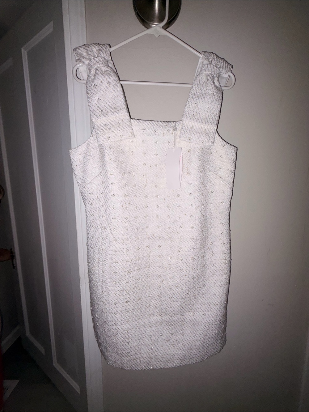 Lilly Pulitzer White Textured Mini Dress with Bow Straps